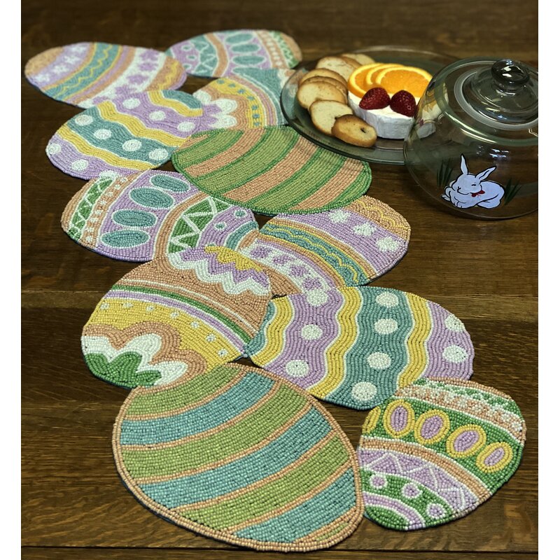 Easter table popular runner with Easter eggs sead bead